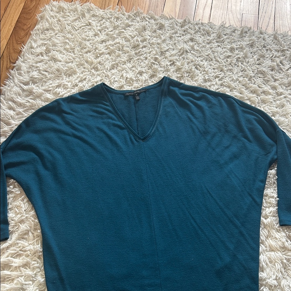 White House Black Market Teal V-Neck Dolman Top